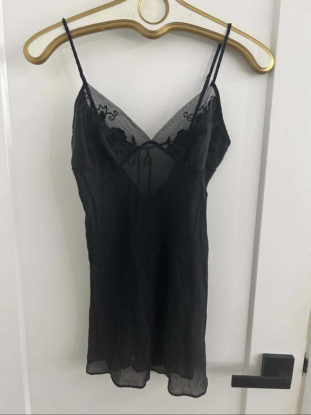 Y2K Vintage Victoria’s Secret 💯% Silk , Black Chemise Slip Lingerie | Small